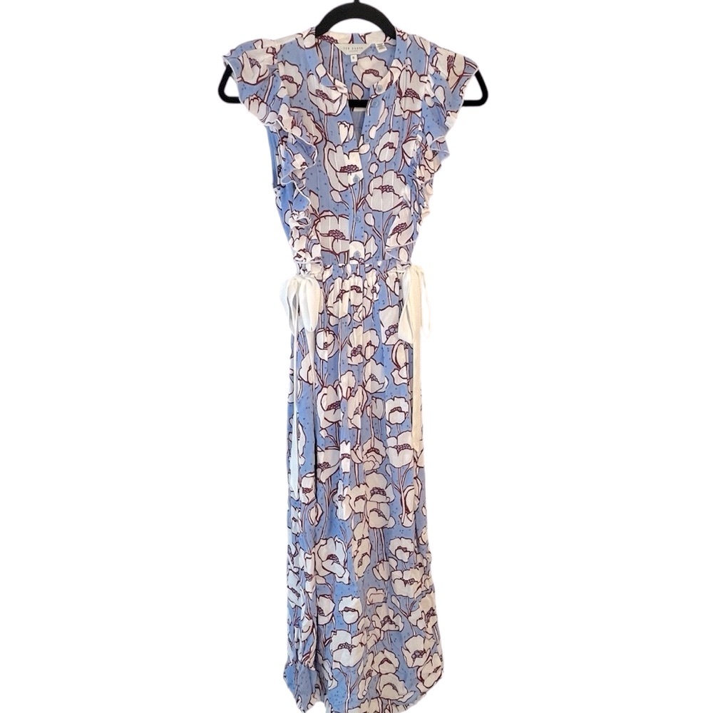 Ted Baker Blue Floral Tindraa Tie Midi Dress in Croatia Pattern Cottagecore - Picture 4 of 14